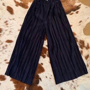 Velvet pleated wide leg pants